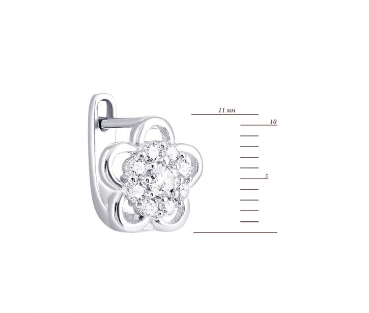 Серебряные серьги Цветы с фианитами (2E24811): цена