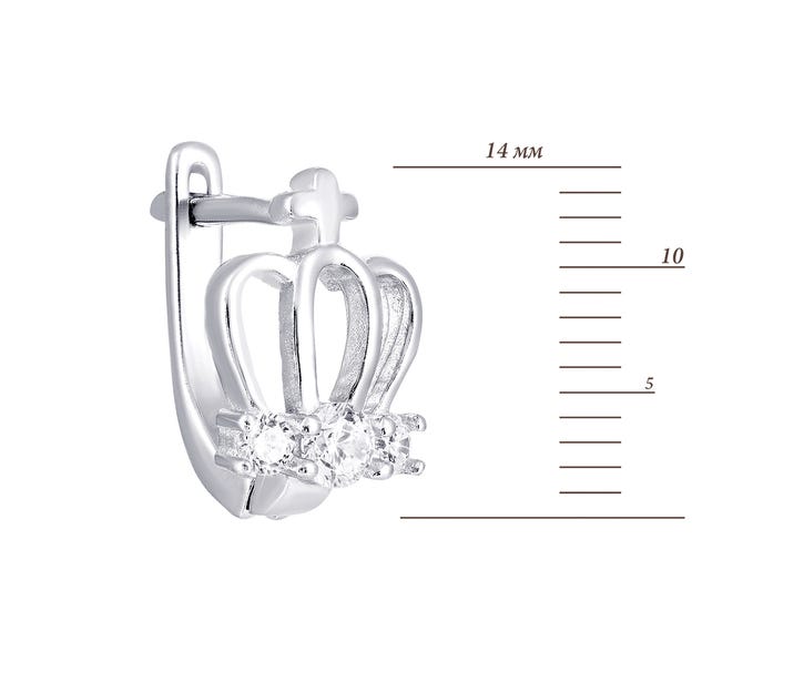 Срібні сережки Корона з фіанітами (2E29784): цена