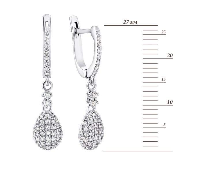 Срібні сережки-підвіски з фіанітами (2240/1р-CZ): цена