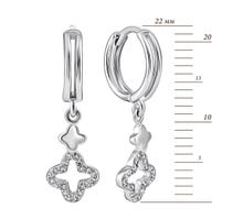 Срібні сережки-підвіски Конюшина з фіанітами (1EA97847): купить