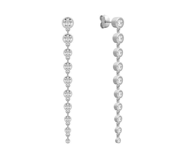 Срібні сережки-підвіски з фіанітами (SZDE09405)