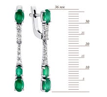 Серебряные серьги-подвески с зеленым агатом и фианитами (2913/9р-GRAG): купить