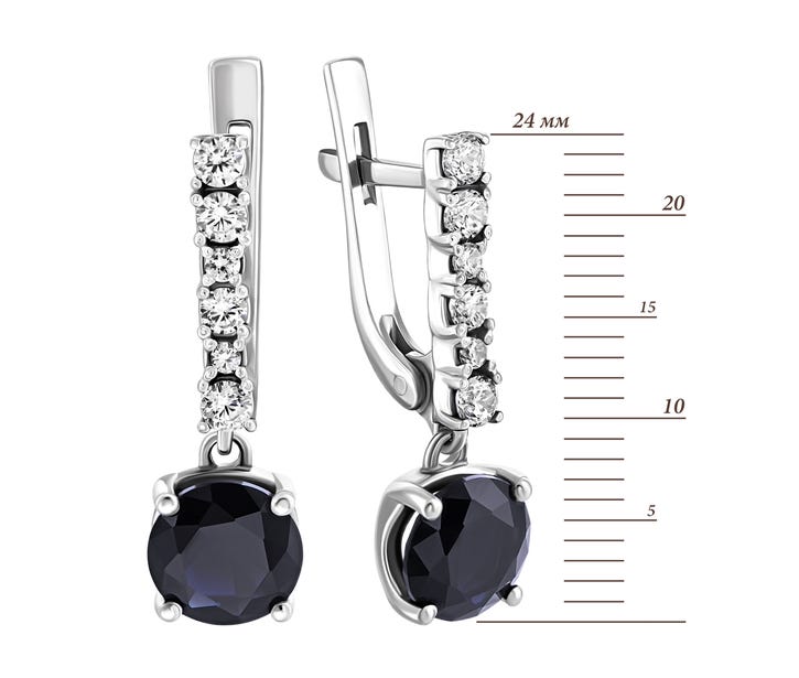 Срібні сережки з нано сапфіром і фіанітами (2924/9р-NSPH): купить