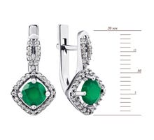 Срібні сережки з зеленим агатом і фіанітами  (2095/1р-GRAG): купить