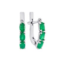 Срібні сережки з зеленим агатом і фіанітами (2981/9р-GRAG)