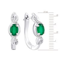 Срібні сережки з зеленим агатом і фіанітами (Тд0060/агат-E): купить