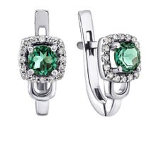Срібні сережки з зеленим кварцом і фіанітами (2141/1р-QGR): купить
