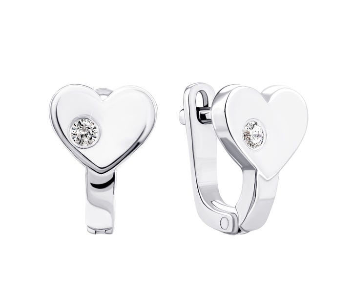 Срібні сережки Серце з фіанітами (2266/1р-CZ)