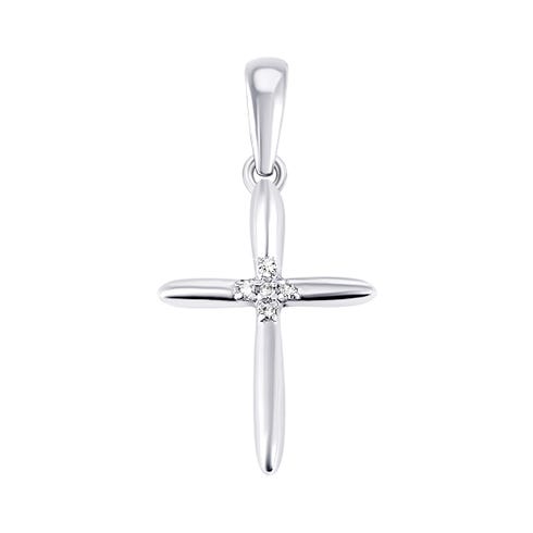 Срібний хрестик з діамантами (3941р-BR)
