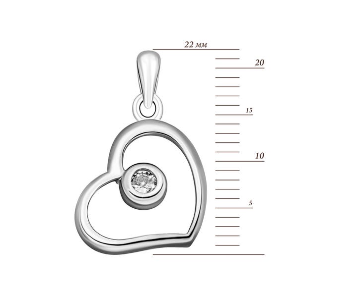 Серебряная подвеска Сердце с фианитом (7PE39937): купить